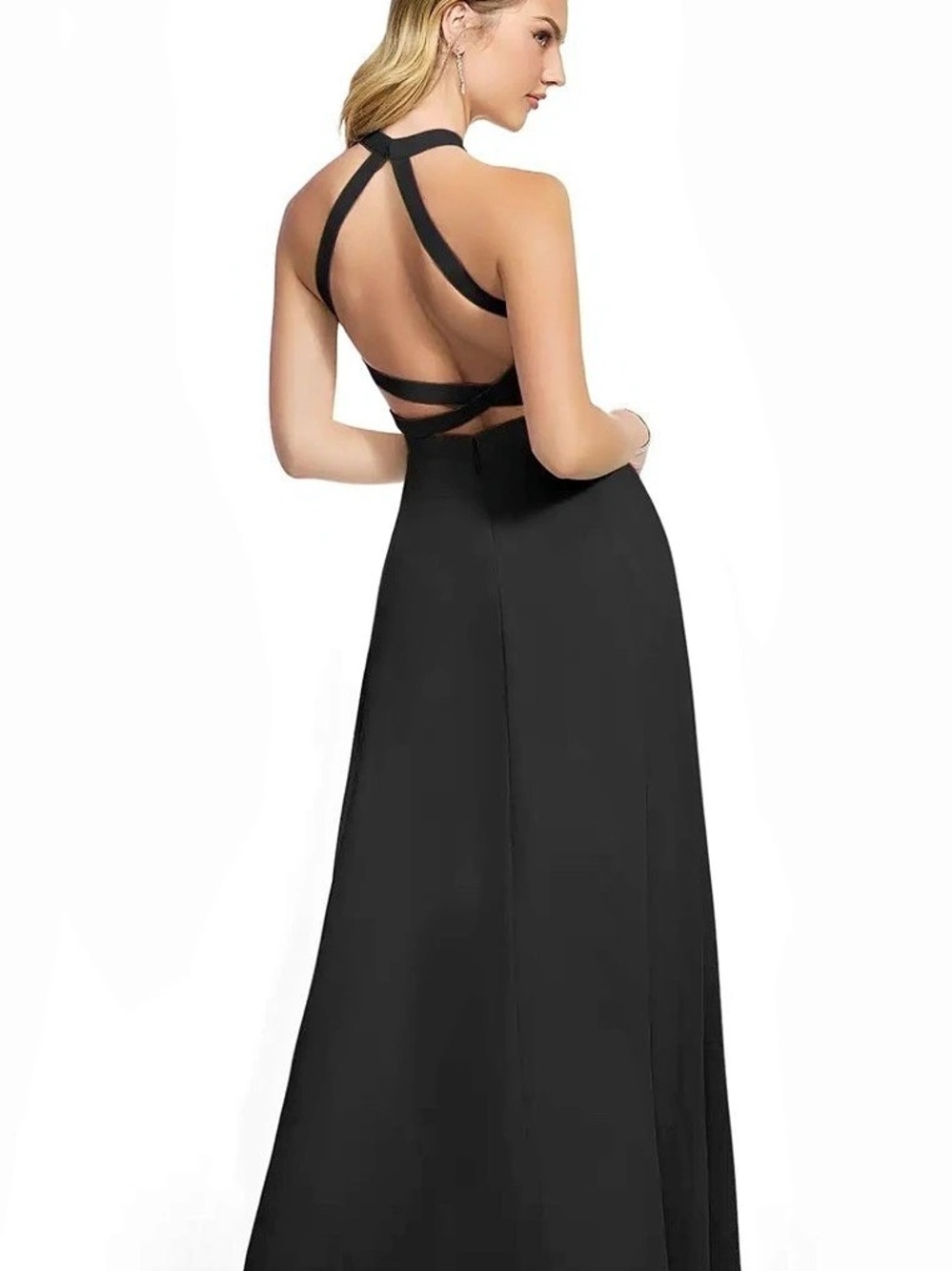 Azazie Black Maxi Dress Size A2 Like New